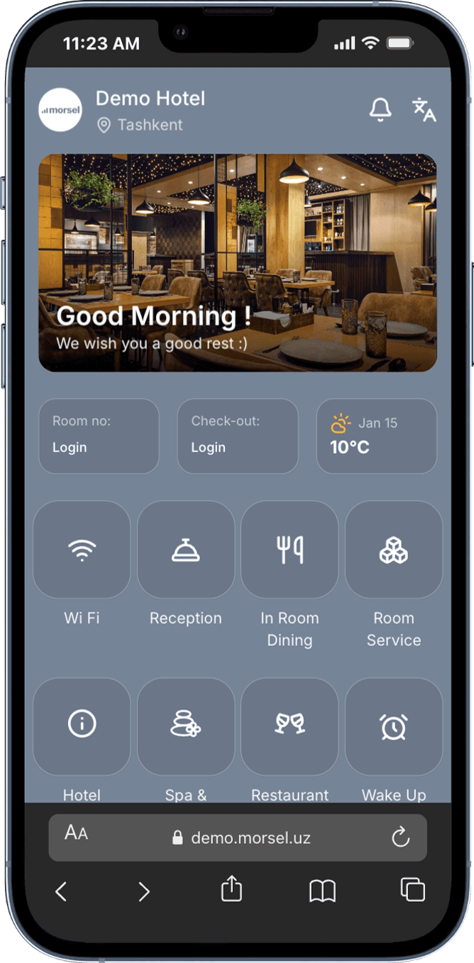 Hoteza Guest App Interface